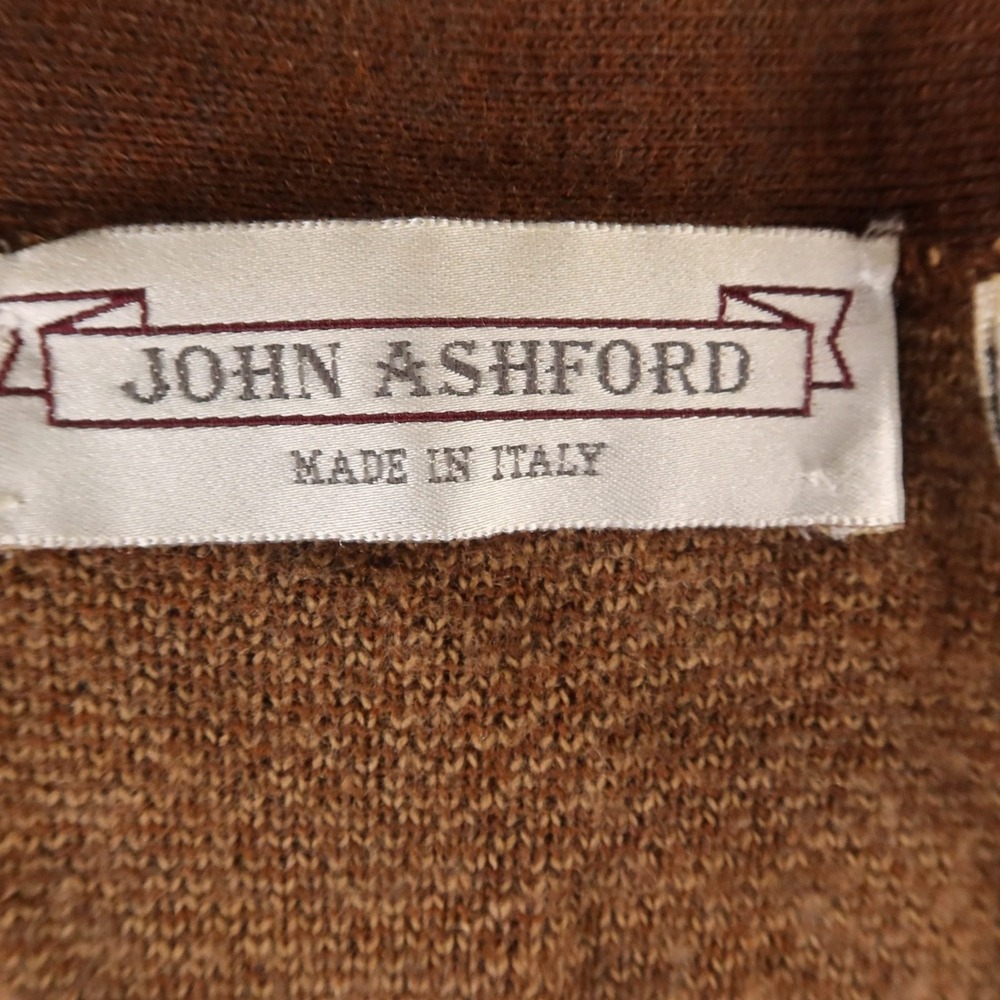 John Ashford Tan/Brown Herringbone Men's Cardigan - Picture 3 of 9